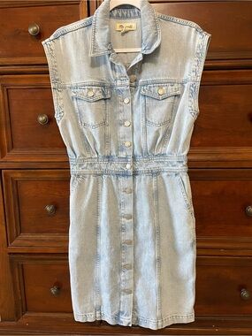 MADEWELL Denim Cap-Sleeve Shirtdress in Aquino Wash SIZE 2